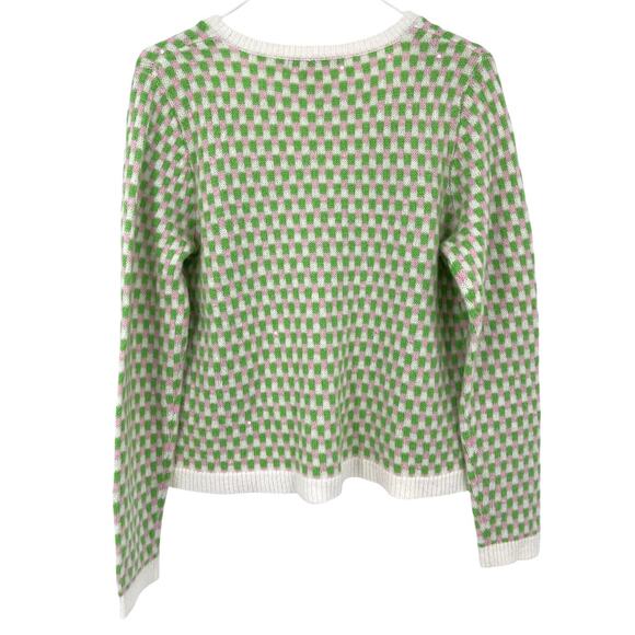 Lilly Pulitzer Viera Sweater Set Pink Green White Check Clear Sequin Women's Med - Picture 7 of 11